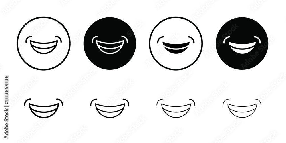 Aufkleber smile with teeth icon Outline vector for web ui
