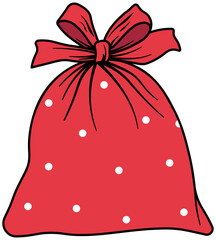 red christmas gift bag without background