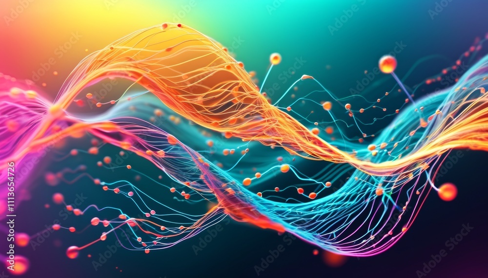 Aufkleber vibrant data streams with nodes and connections, visualizing digital information flow and network co