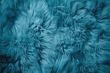 Obraz premium Turquoise blue sheepskin rug background. Wool texture. Close up sheep fur