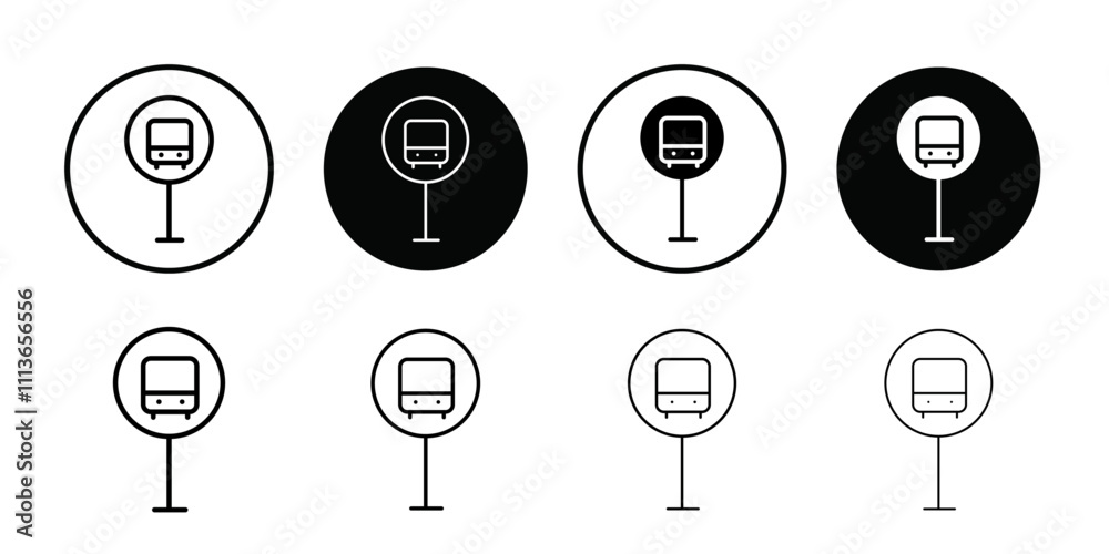 Poster Bus sign icon Outline vector for web ui