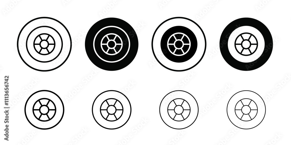 Poster car wheel icon outline vector for web ui