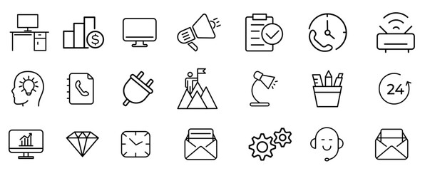 Office icon set. illustration sign symbol. editable