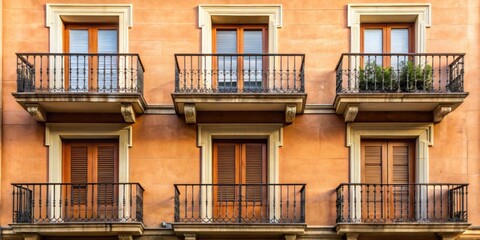 Facade of a building with a balcony , architecture, exterior, design, urban, city, structure, vintage, historic