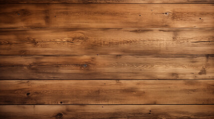 A rustic wooden surface featuring a variety of brown tones and textures. The planks are arranged horizontally, showcasing natural imperfections such as knots and grain patterns, adding character.