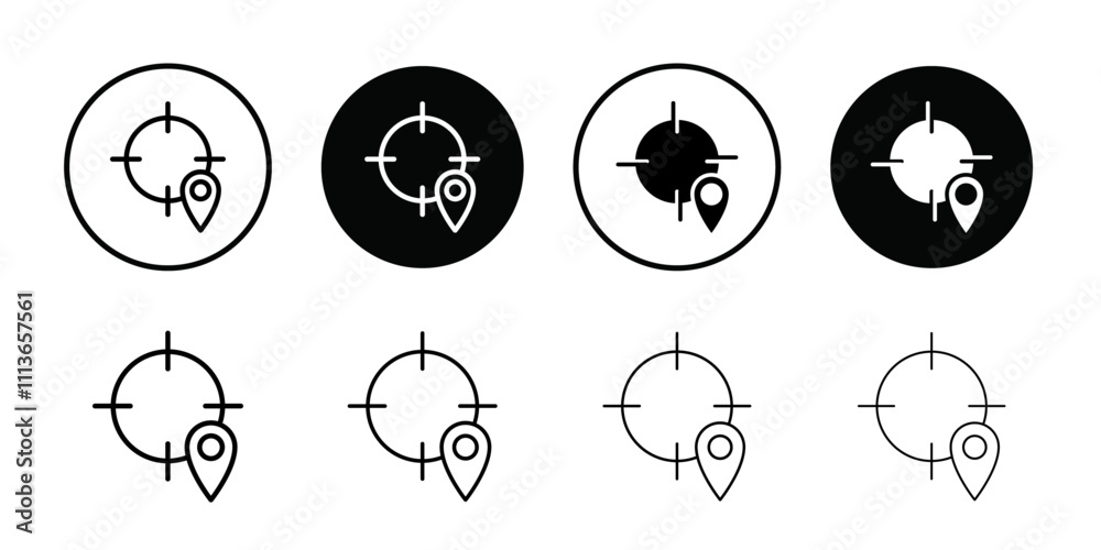 Poster Crosshair location pin icon Outline vector for web ui