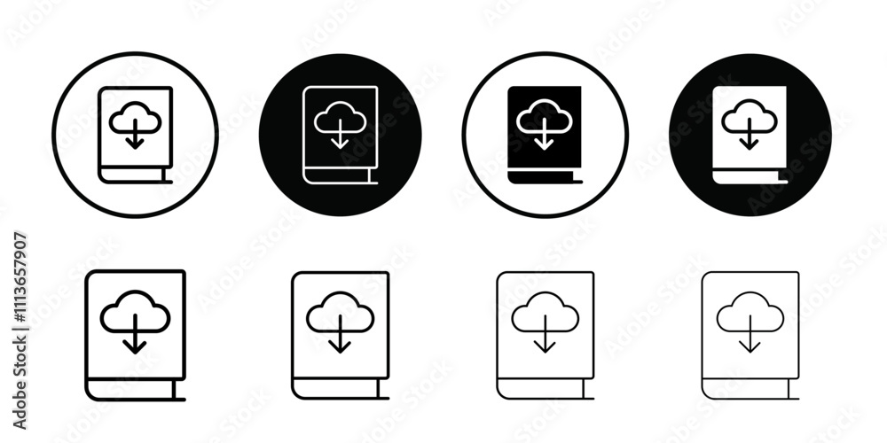 Poster e book download icon outline vector for web ui