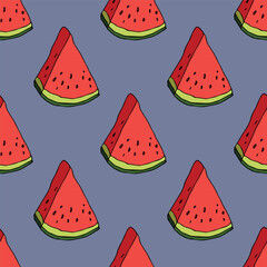 Seamless pattern with watermelon doodle for decorative print, wrapping paper, greeting cards, wallpaper and fabric