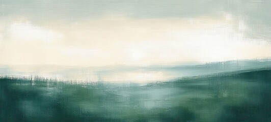 Fototapeta premium Abstract landscape painting background art illustration textured green white pastel modern minimalist design organic
