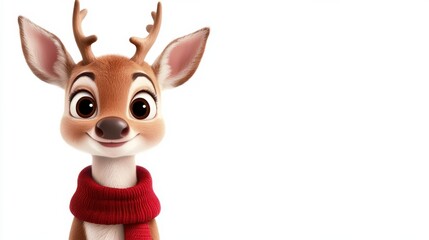 Cute Cartoon Reindeer with Red Nose for Christmas