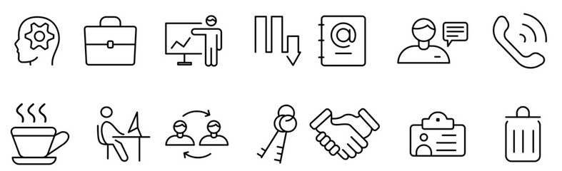  Office icon set. illustration sign symbol. editable