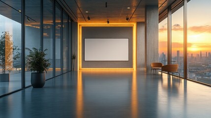 Modern Office Signage Board Transparent Nameplate Wall Mount Minimalist Design Glass Interior