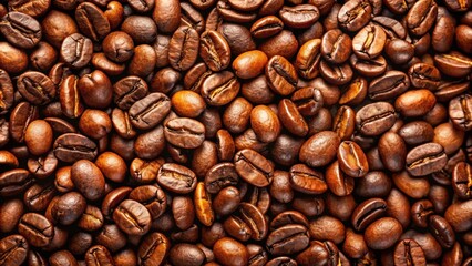Fototapeta premium Closeup of coffee beans, roasted, aroma, background, texture, caffeine, drink, beverage, close-up, organic, brown, dark