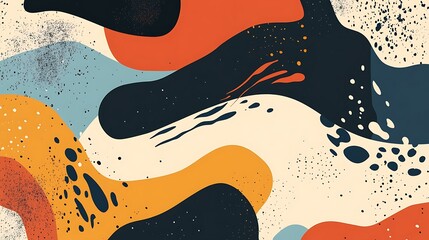 Obraz premium Abstract Colorful Fluid Shapes: A Digital Painting in Warm Tones. AI Generated