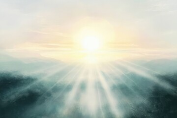 Obraz premium Radiant Sunlight Ethereal Landscape Abstract Background