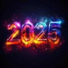 Happy New Year 2025 background on black background., generative AI illustration