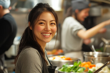 Couples enjoy laughter and culinary creativity in a cooking class together