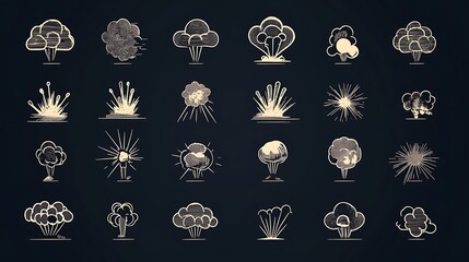 Chalkboard-Style Hand-Drawn Explosion Illustrations: A Collection of 2D Animation Effects. AI Generated