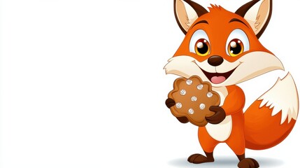 Obraz premium Adorable Cartoon Fox with Playful Expression and Cute Details