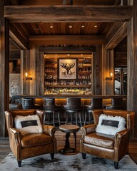 Luxury Mountain Ski Lounge with Rustic Barn Wood and Modern Decor