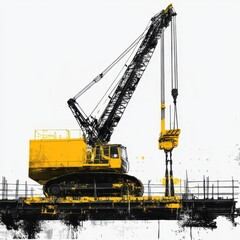 Black and yellow tones construction photo featuring industrial equipment and site elements, ideal for report brochure design.