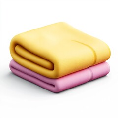 Minimalist Isometric 3D Icon of a Cartoon-Style Quickdry Towel on Isolated White Background