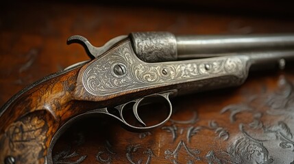 a gun with a wooden handle