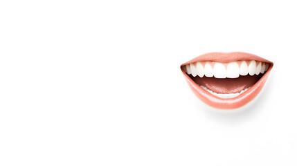 Naklejka premium Smiley woman lips closeup isolated on white background