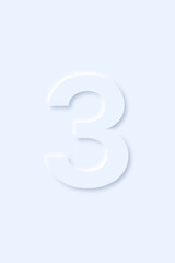 number 3 three on light blue background