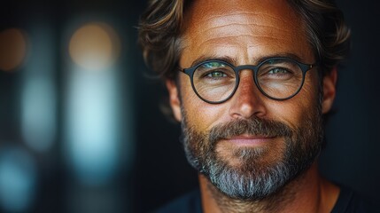 a man with a beard and glasses