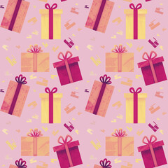 cute gift boxes seamless pattern