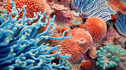 Obraz premium Colorful coral reef closeup. Tropical background. Underwater photo.