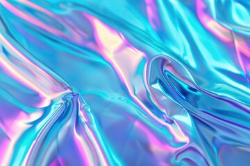 Abstract holographic metallic foil background in ethereal pastel colors.