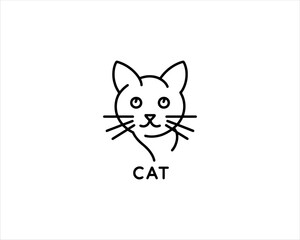 
Minimalist Cat line art logo design icon vector illustration. Animal logotype concept. Cat Outline logo.