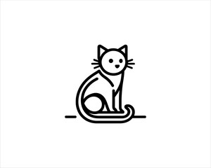 
Minimalist Cat line art logo design icon vector illustration. Animal logotype concept. Cat Outline logo.