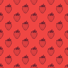 Seamless pattern with strawberry doodle for decorative print, wrapping paper, greeting cards, wallpaper and fabric