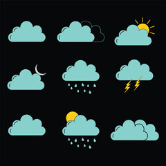 Coloured weather icons collection vector
