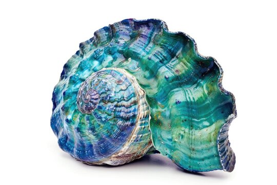 green and blue New Zealand shell isolated on white background