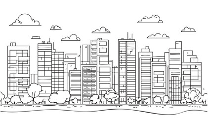 Obraz premium High rise building sketch. Line art. Abstract
