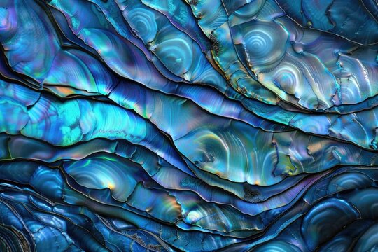Iridescent blue and green paua  abalone  shell pattern.