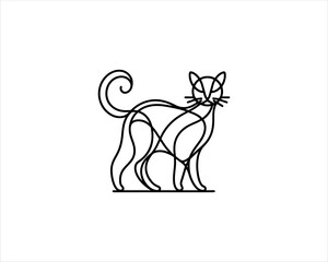 
Minimalist Cat line art logo design icon vector illustration. Animal logotype concept. Cat Outline logo.