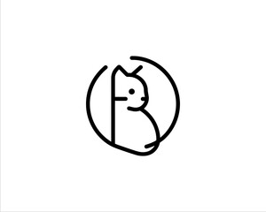 
Minimalist Cat line art logo design icon vector illustration. Animal logotype concept. Cat Outline logo.