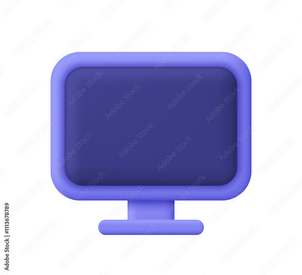 Poster computer monitor. pc desktop display. 3d vector icon. cartoon minimal style.