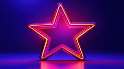Obraz premium Neon Star on a Blue Background