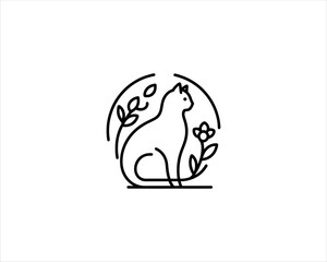 
Minimalist Cat line art logo design icon vector illustration. Animal logotype concept. Cat Outline logo.