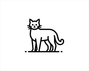 
Minimalist Cat line art logo design icon vector illustration. Animal logotype concept. Cat Outline logo.