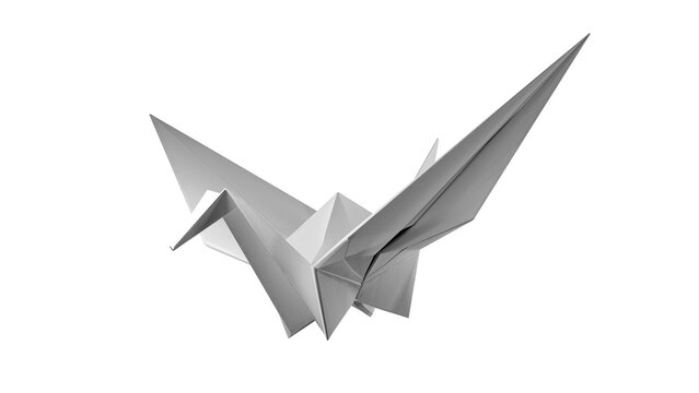 Origami Paper Crane. 3D render on a transparent background. High quality PNG with alpha channel.