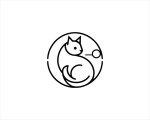 
Minimalist Cat line art logo design icon vector illustration. Animal logotype concept. Cat Outline logo.