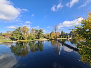 Seeblick von der Katzengrabensteig - Brücke aufs Wasser in Berlin Köpenick