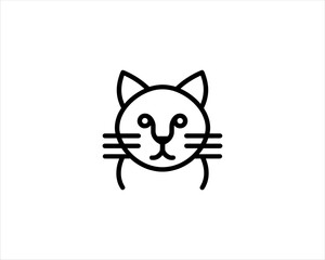 
Minimalist Cat line art logo design icon vector illustration. Animal logotype concept. Cat Outline logo.